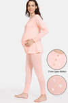 Zivame Maternity Knit Cotton Pyjama Set - Peach Pearl — thumbnail 1